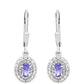 Stříbrné Náušnice s AAA Tanzanitem a Bílým Topazem