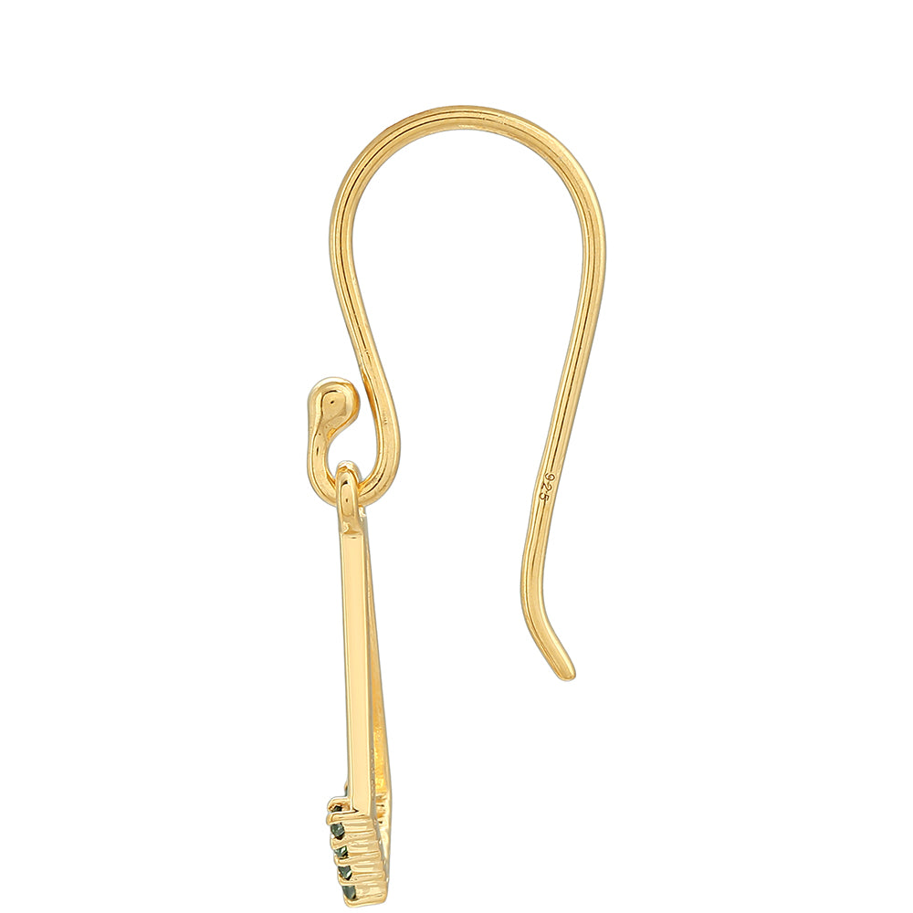 Pozlacené Stříbro 925/1000 - Náušnice se Zeleným Diamantem - Karátové číslo: 0.17. přibližná hmotnost: 1.77 gramů 2 