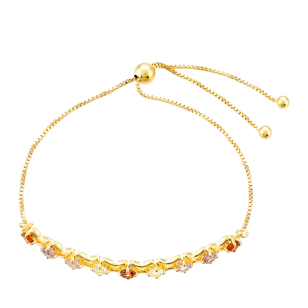 Pozlacený Stříbrný Náramek s Ametystem a Citrínem z Madeiry