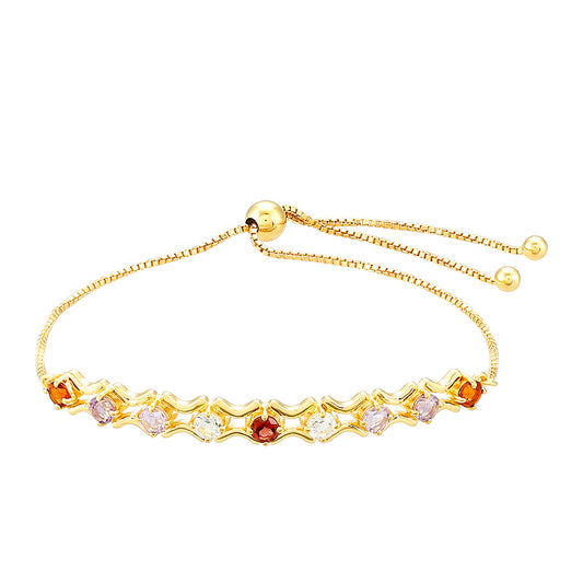 Pozlacený Stříbrný Náramek s Ametystem a Citrínem z Madeiry