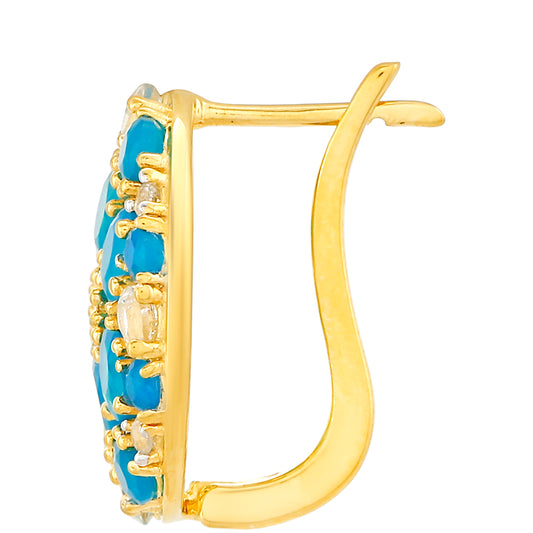 Pozlacené Stříbrné Náušnice s etiopským Paraiba modrým opálem a Bílým Topazem