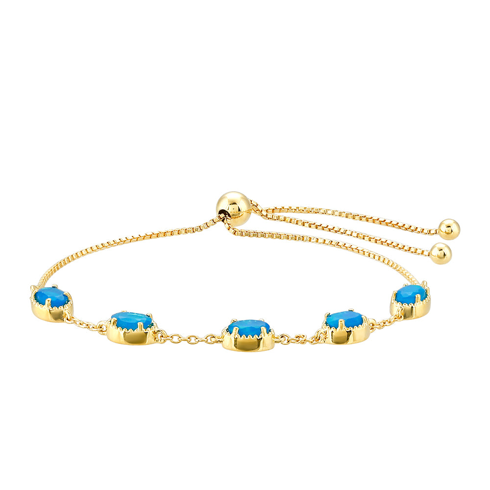 Pozlacený Stříbrný Náramek s etiopským Paraiba modrým opálem 2 