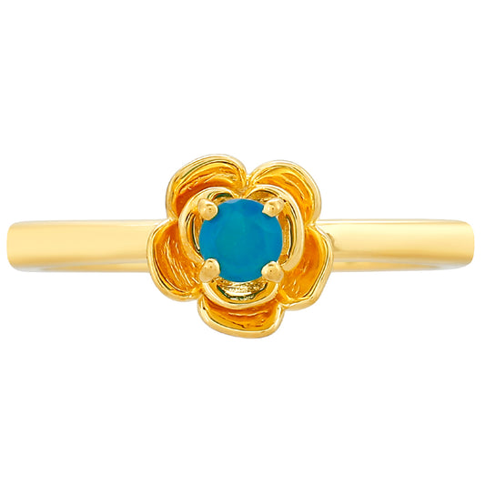 Pozlacený Stříbrný Prsten s etiopským Paraiba modrým opálem