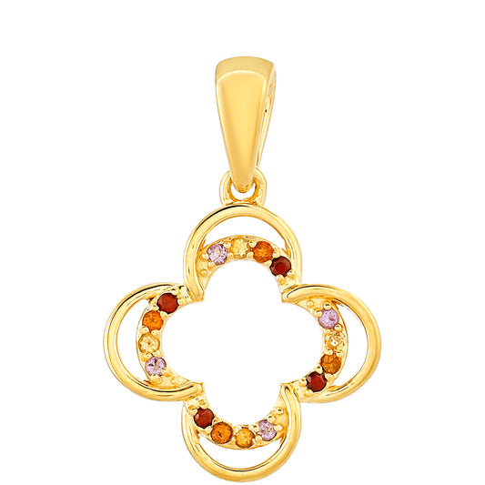 Pozlacené Stříbro 925/1000 - Přívěsek s Ametystem a Citrínem z Madeiry - Karátové číslo: 0.17. přibližná hmotnost: 2.04 gramů