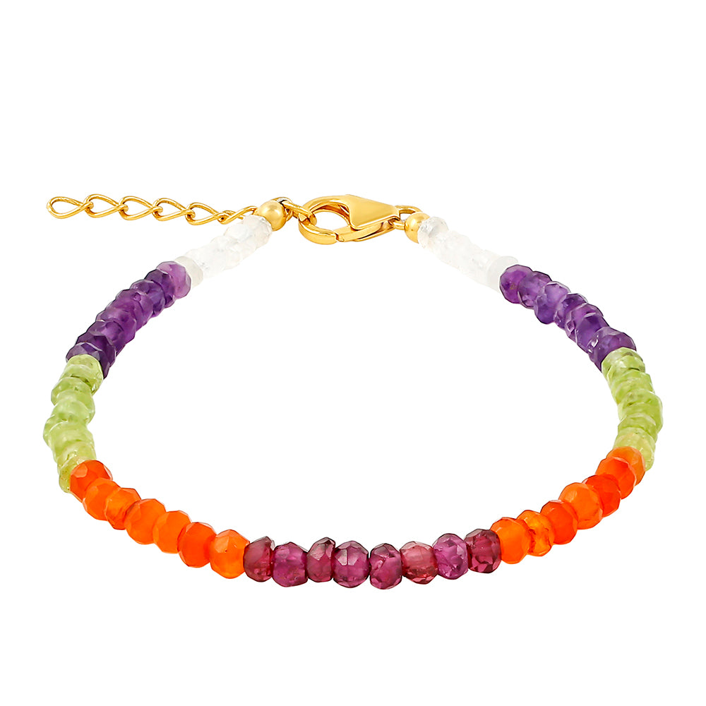 Pozlacené Stříbro 925/1000 - Náramek s Kaleidoskop Drahokamem - Karátové číslo: 18.87. přibližná hmotnost: 4.61 gramů 1 