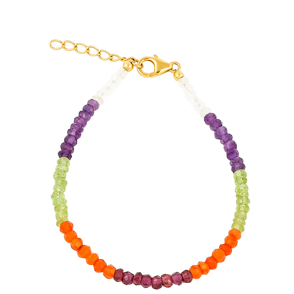 Pozlacené Stříbro 925/1000 - Náramek s Kaleidoskop Drahokamem - Karátové číslo: 18.87. přibližná hmotnost: 4.61 gramů 2 