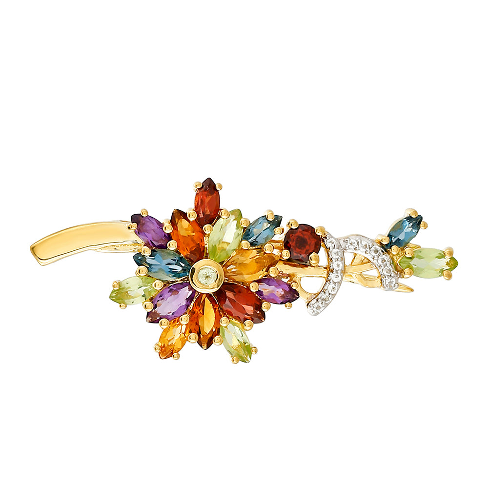 Pozlacený Stříbrný Brož s Ametystem a Citrínem z Madeiry 1 
