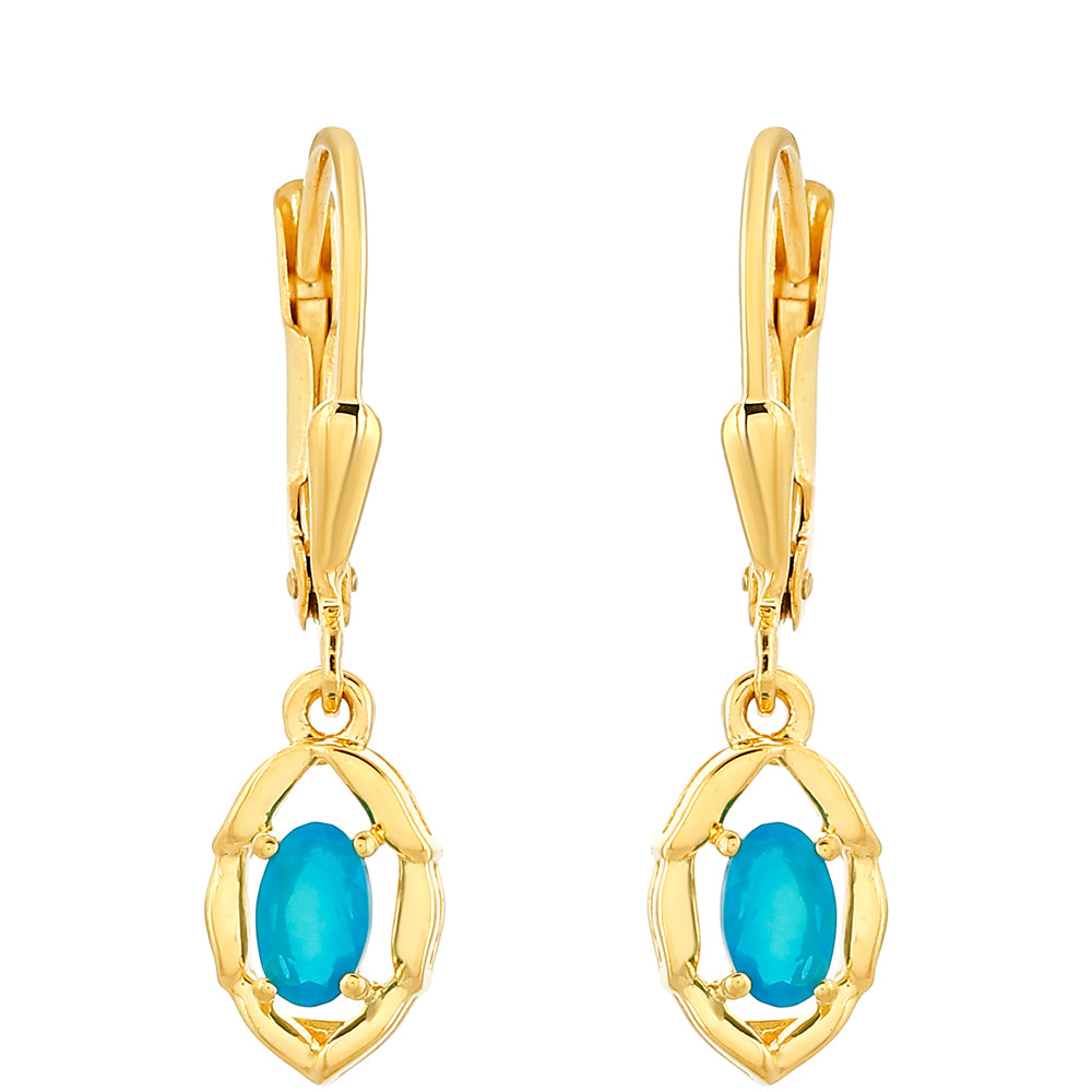 Pozlacené Stříbrné Náušnice s etiopským Paraiba modrým opálem 1 