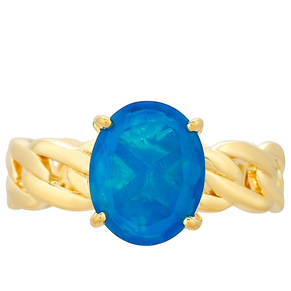 Pozlacené Stříbro 925/1000 - Prsten s etiopským Paraiba modrým opálem - Karátové číslo: 1.55. přibližná hmotnost: 3.74 gramů 1 