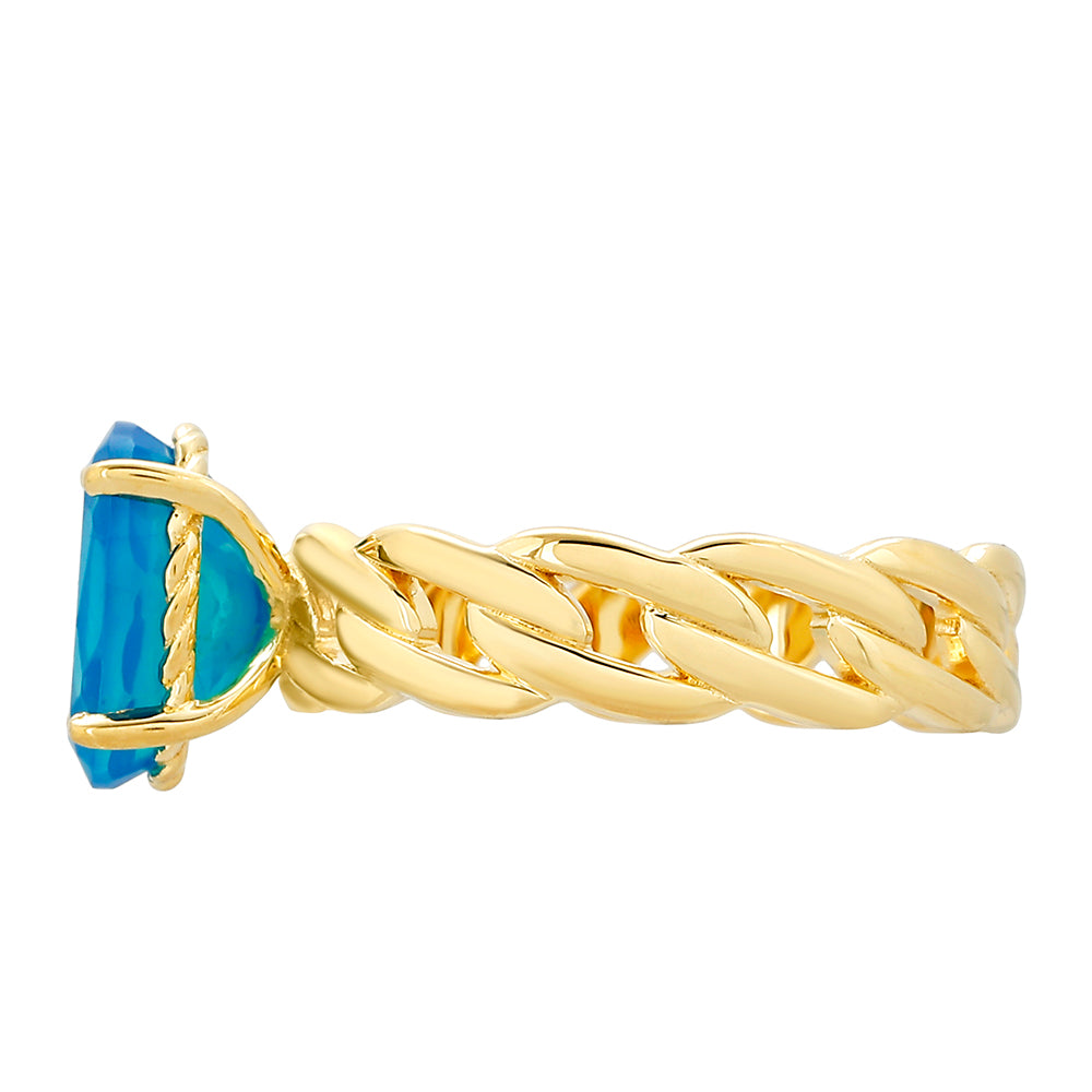 Pozlacené Stříbro 925/1000 - Prsten s etiopským Paraiba modrým opálem - Karátové číslo: 1.55. přibližná hmotnost: 3.74 gramů 2 