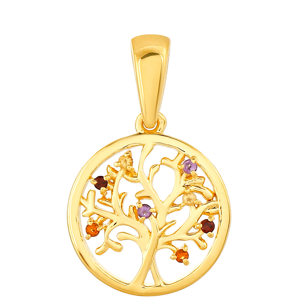 Pozlacené Stříbro 925/1000 - Přívěsek s Ametystem a Citrínem z Madeiry - Karátové číslo: 0.07. přibližná hmotnost: 1.67 gramů