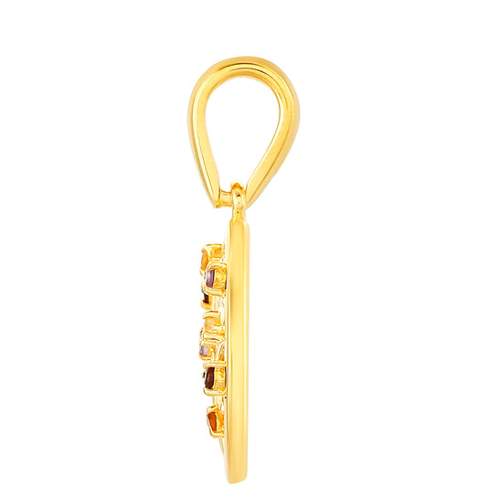 Pozlacené Stříbro 925/1000 - Přívěsek s Ametystem a Citrínem z Madeiry - Karátové číslo: 0.07. přibližná hmotnost: 1.67 gramů