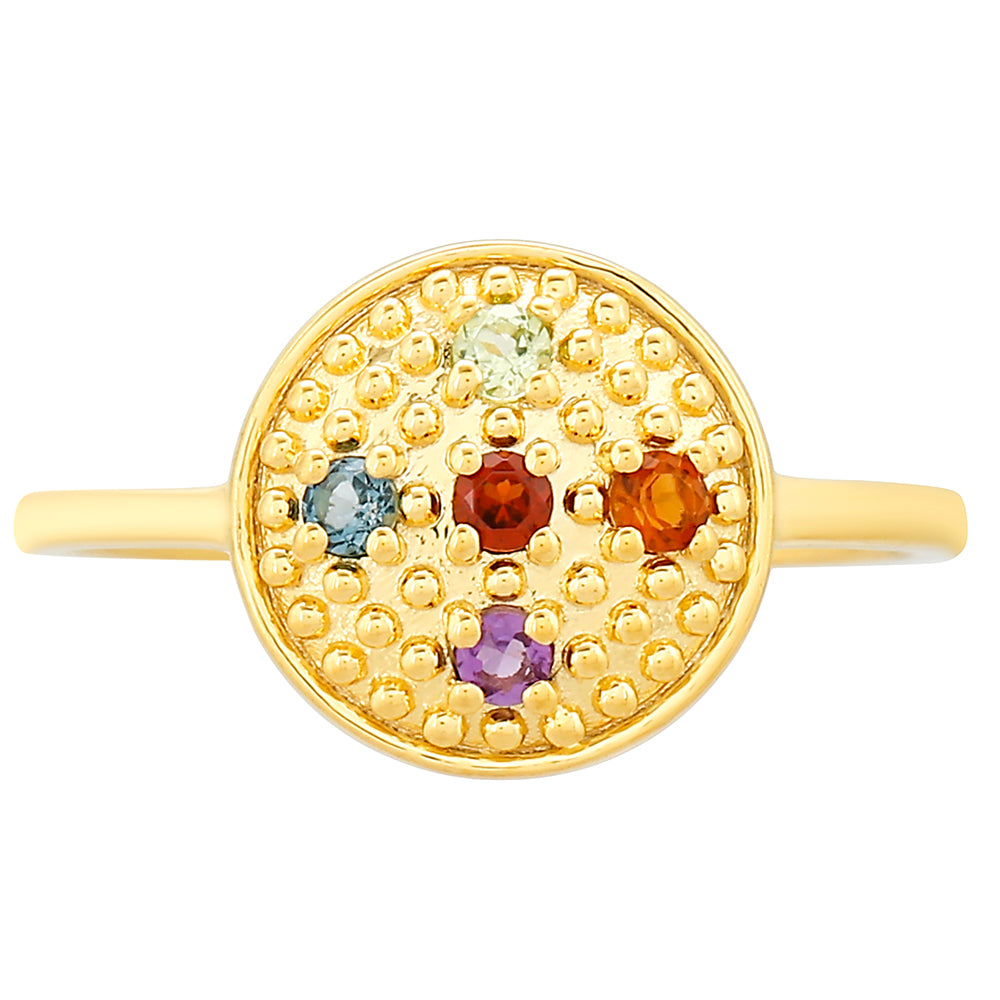 Pozlacené Stříbro 925/1000 - Prsten s Ametystem a Citrínem z Madeiry - Karátové číslo: 0.2. přibližná hmotnost: 1.81 gramů