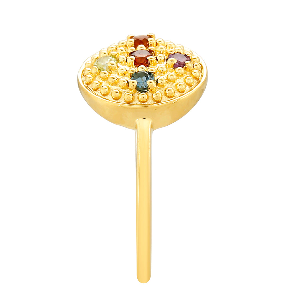 Pozlacené Stříbro 925/1000 - Prsten s Ametystem a Citrínem z Madeiry - Karátové číslo: 0.2. přibližná hmotnost: 1.81 gramů