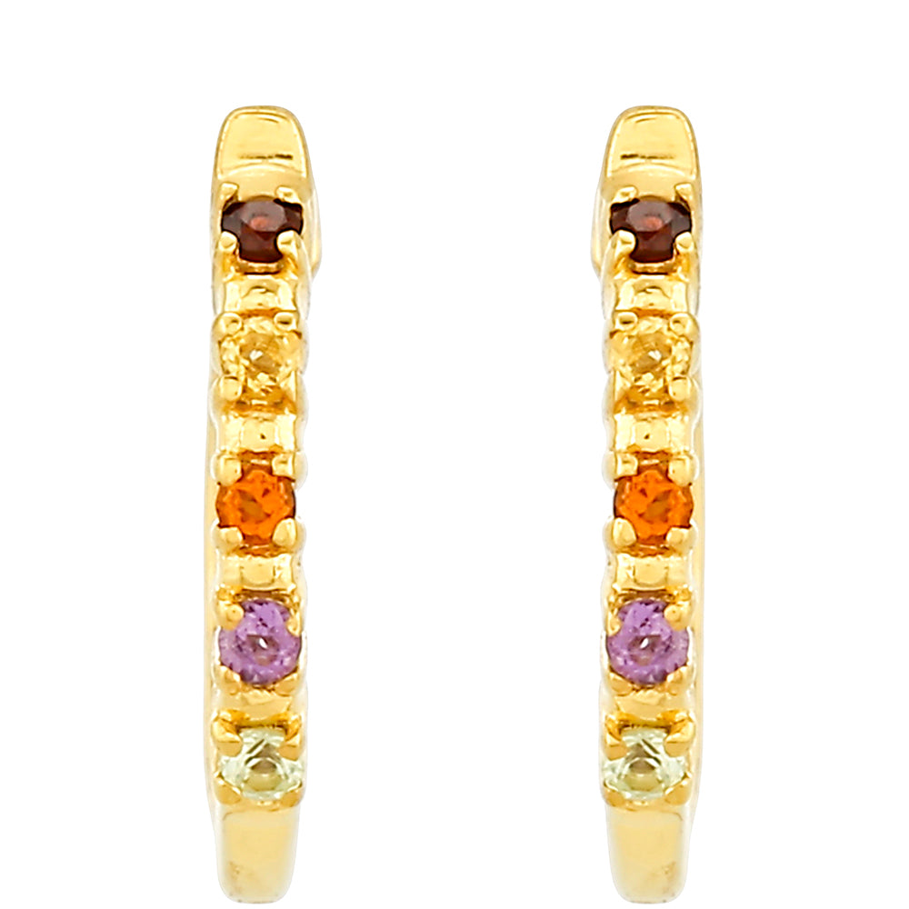 Pozlacené Stříbro 925/1000 - Náušnice s Ametystem a Citrínem z Madeiry - Karátové číslo: 0.1. přibližná hmotnost: 1.1 gramů 1 