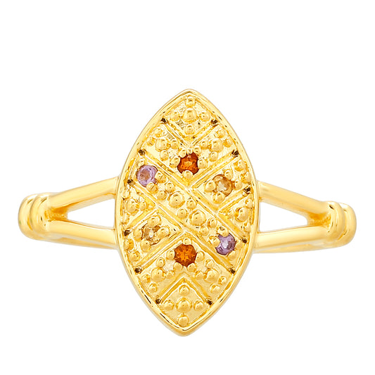 Pozlacený Stříbrný Prsten s Ametystem a Citrínem z Madeiry