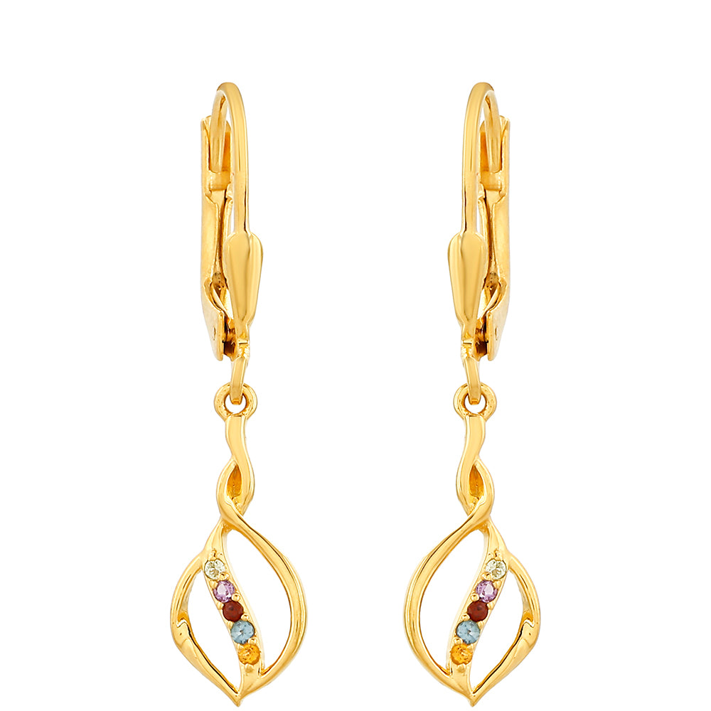 Pozlacené Stříbrné Náušnice s Ametystem a Citrínem 1 