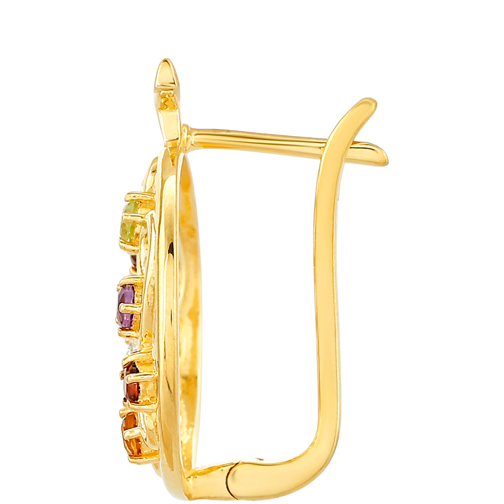 Pozlacené Stříbro 925/1000 - Náušnice s Ametystem a Citrínem - Karátové číslo: 0.55. přibližná hmotnost: 3.54 gramů 2 