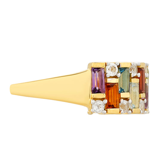 Pozlacený Stříbrný Prsten s Ametystem a Citrínem