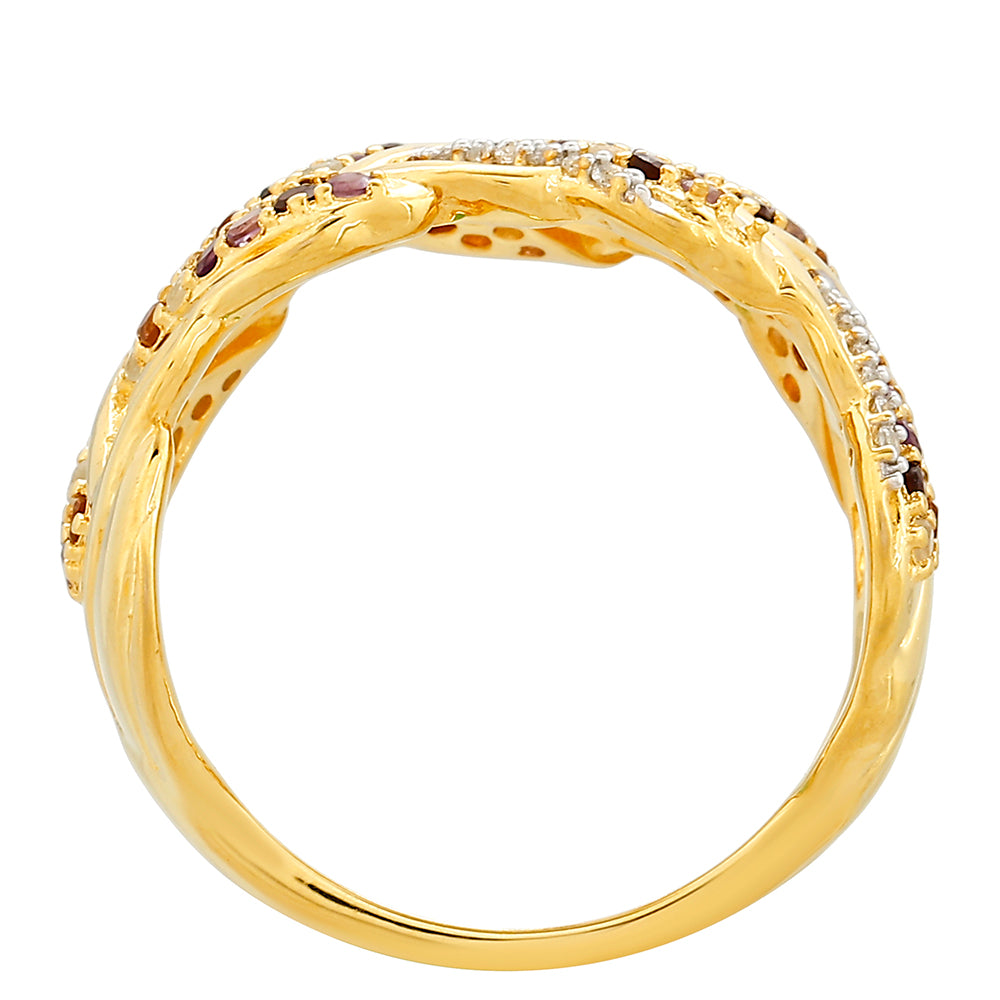 Pozlacené Stříbro 925/1000 - Prsten s Ametystem a Citrínem z Madeiry - Karátové číslo: 0.8. přibližná hmotnost: 5.12 gramů