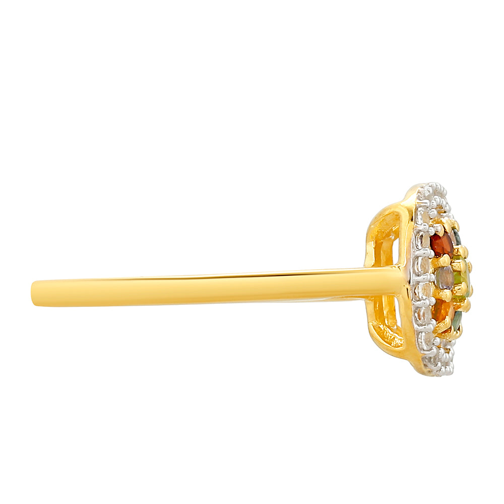 Pozlacený Stříbrný Prsten s Tanzanitem a Citrínem z Madeiry