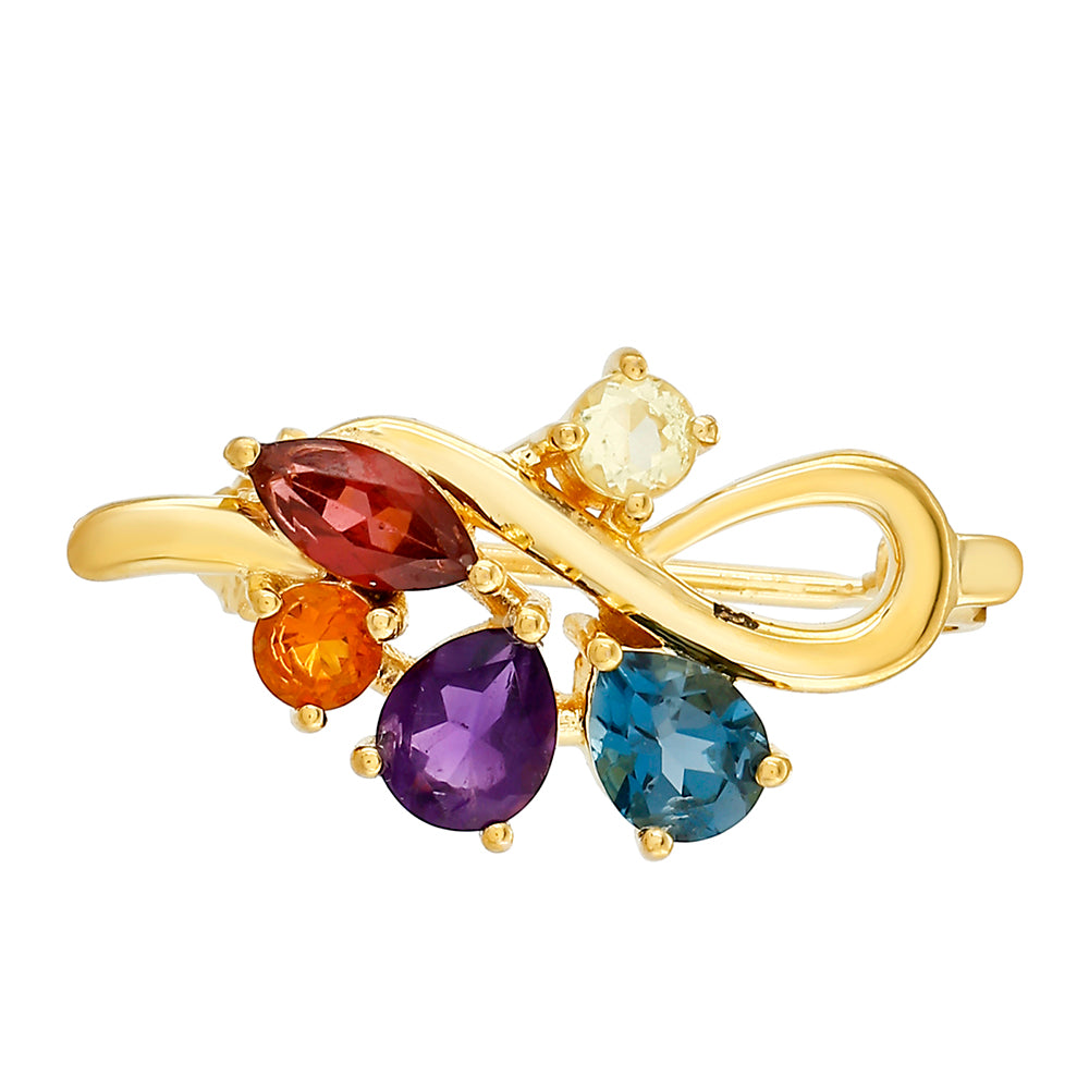 Pozlacený Stříbrný Brož s Ametystem a Citrínem z Madeiry 1 