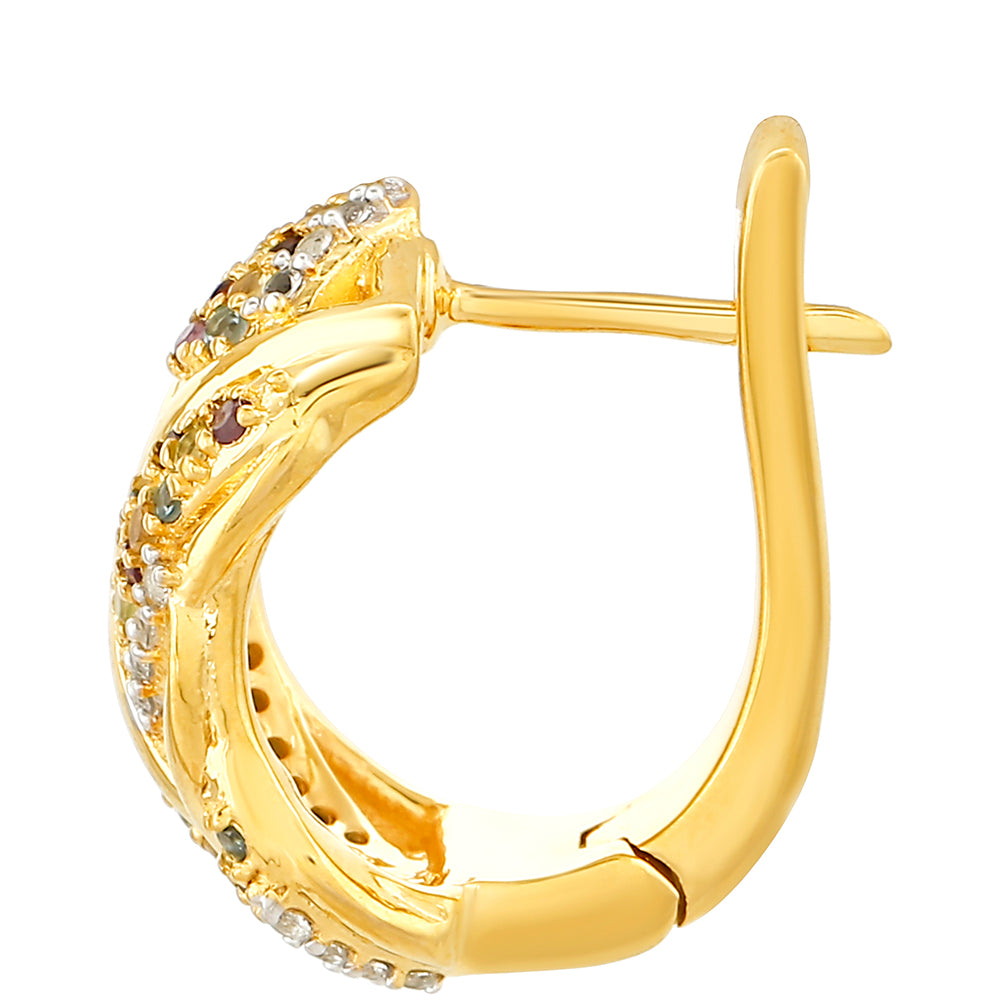 Pozlacené Stříbro 925/1000 - Náušnice s Ametystem a Citrínem - Karátové číslo: 0.67. přibližná hmotnost: 6.17 gramů 2 