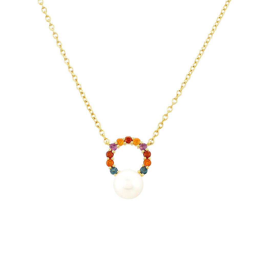 Pozlacené Stříbro 925/1000 - Náhrdelník s Ametystem a Citrínem z Madeiry - Karátové číslo: 3.38. přibližná hmotnost: 4.32 gramů 1 