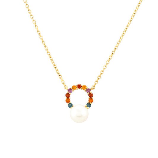 Pozlacené Stříbro 925/1000 - Náhrdelník s Ametystem a Citrínem z Madeiry - Karátové číslo: 3.38. přibližná hmotnost: 4.32 gramů