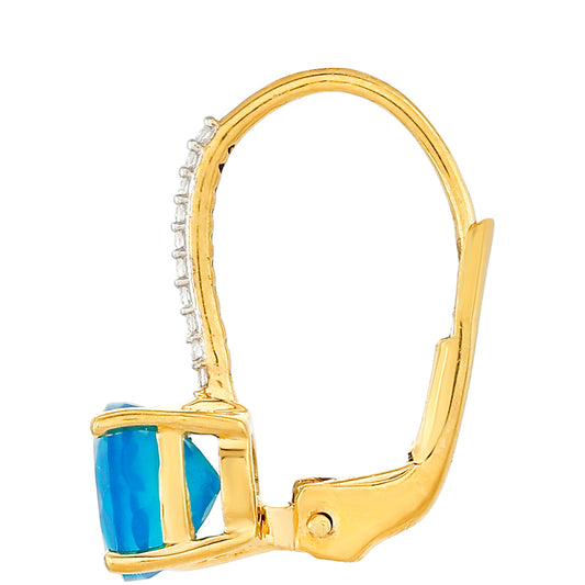 Pozlacené Stříbrné Náušnice s etiopským Paraiba modrým opálem a Bílým Topazem