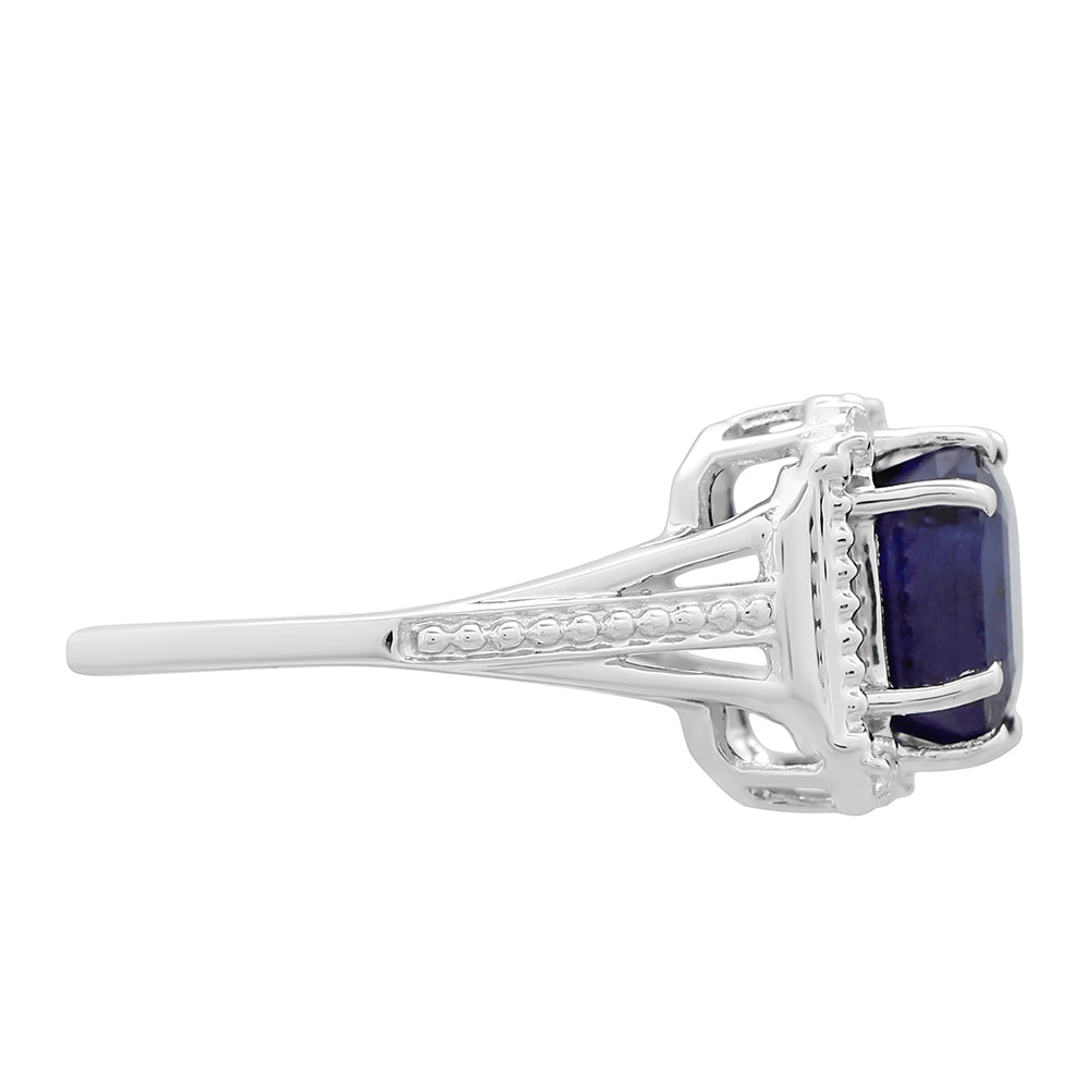 Stříbro 925/1000 - Prsten s Thajským Safírem a Bílým Topazem - Karátové číslo: 4.47. přibližná hmotnost: 3.4 gramů 2 