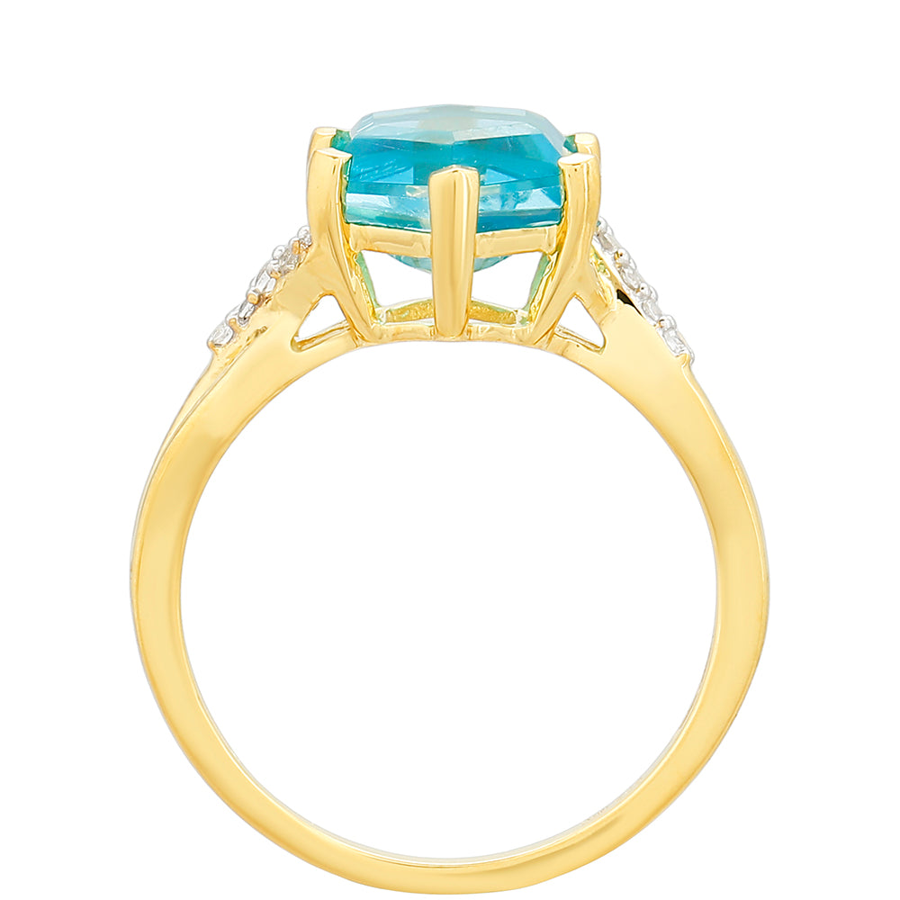 Pozlacený Stříbrný Prsten s Paraiba Křemenem a Bílým Topazem 4 