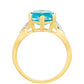 Pozlacený Stříbrný Prsten s Paraiba Křemenem a Bílým Topazem
