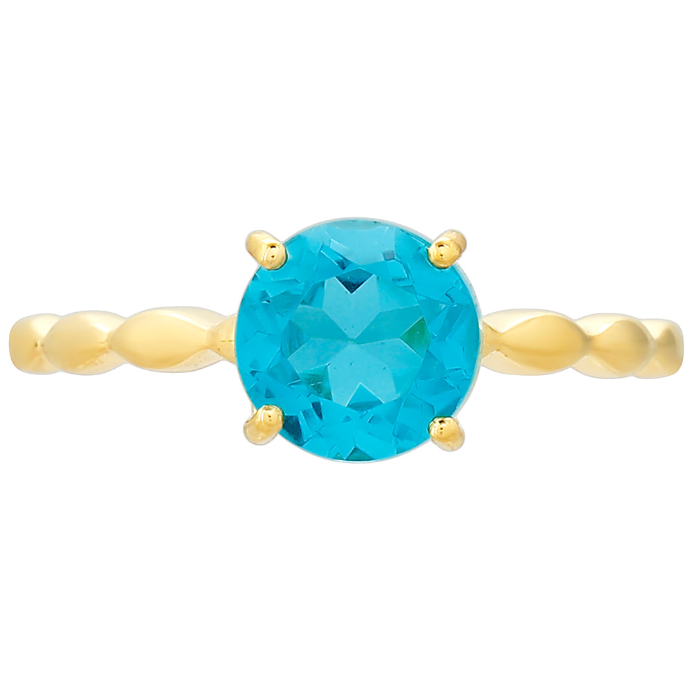 Pozlacené Stříbro 925/1000 - Prsten s Paraiba Křemenem - Karátové číslo: 1.52. přibližná hmotnost: 1.88 gramů