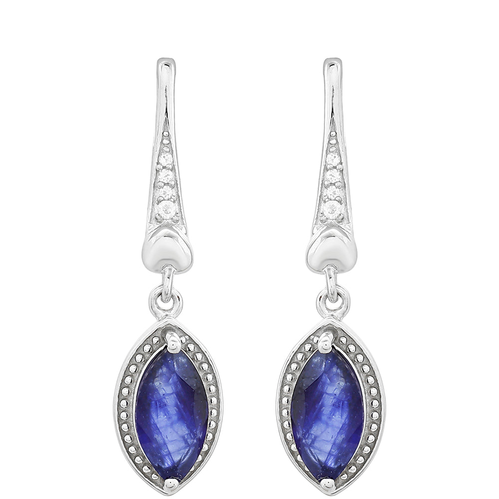 Stříbrné Náušnice s Thajským Safírem a Bílým Topazem 1 