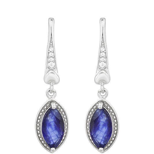 Stříbrné Náušnice s Thajským Safírem a Bílým Topazem