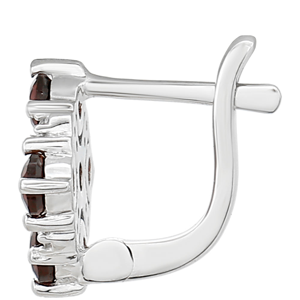 Stříbro 925/1000 - Náušnice s Granátem a Bílým Topazem - Karátové číslo: 1.26. přibližná hmotnost: 2.05 gramů 2 