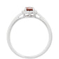 Stříbro 925/1000 - Prsten s Granátem a Bílým Topazem - Karátové číslo: 0.57. přibližná hmotnost: 1.68 gramů