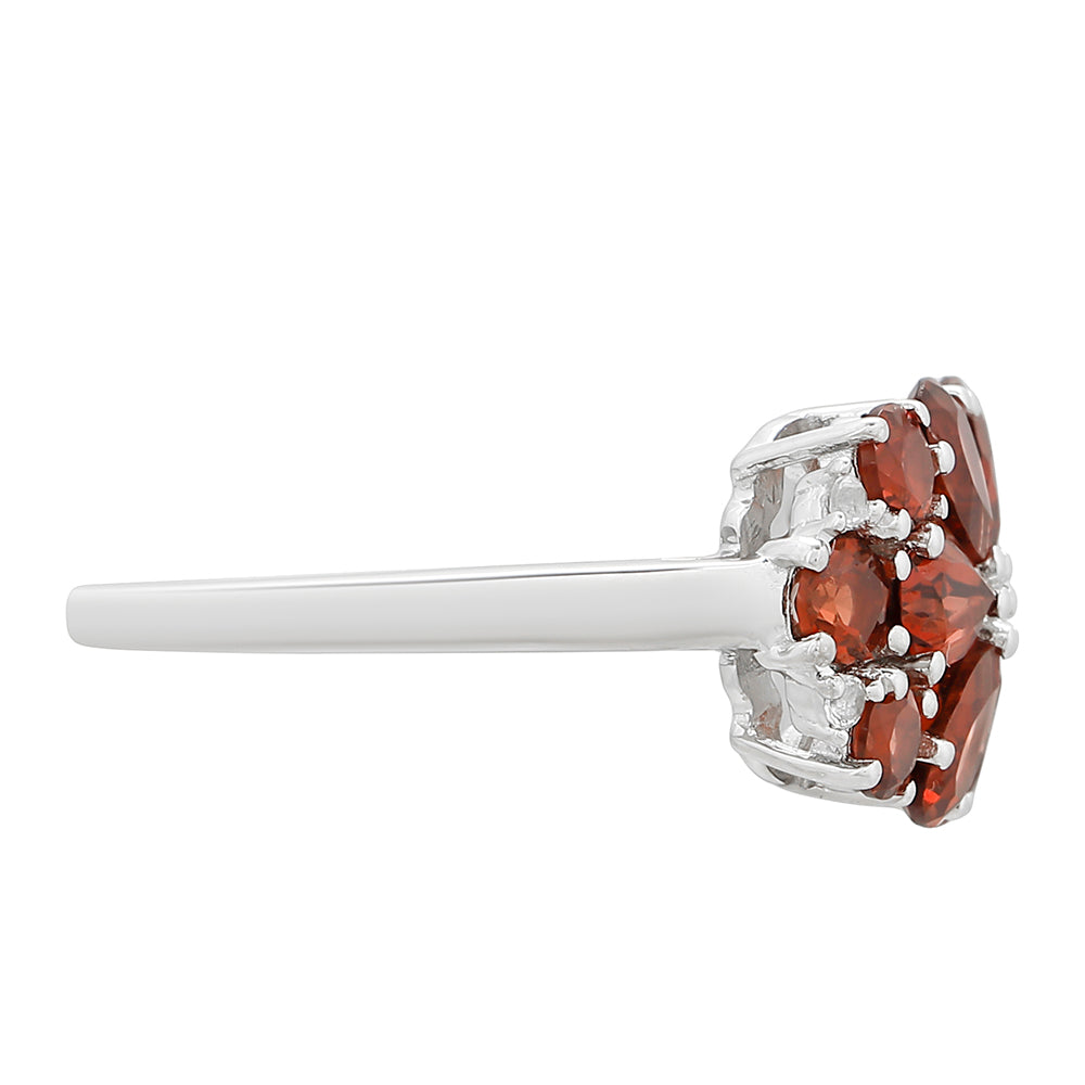 Stříbrný Prsten s Granátem a Bílým Topazem 2 