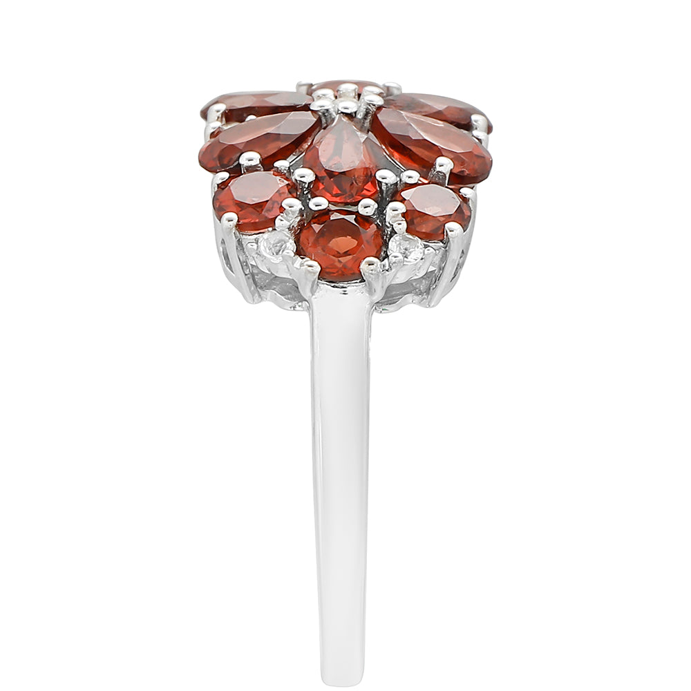 Stříbrný Prsten s Granátem a Bílým Topazem