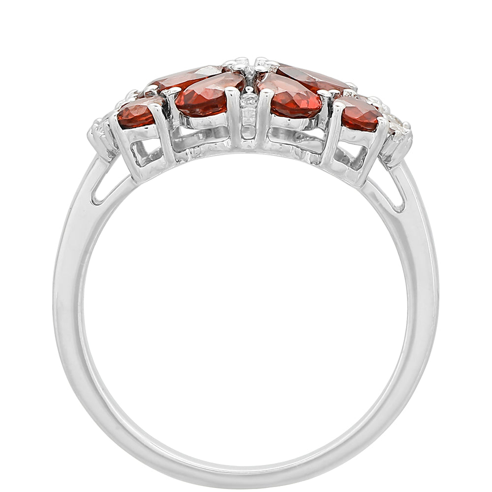 Stříbrný Prsten s Granátem a Bílým Topazem 4 