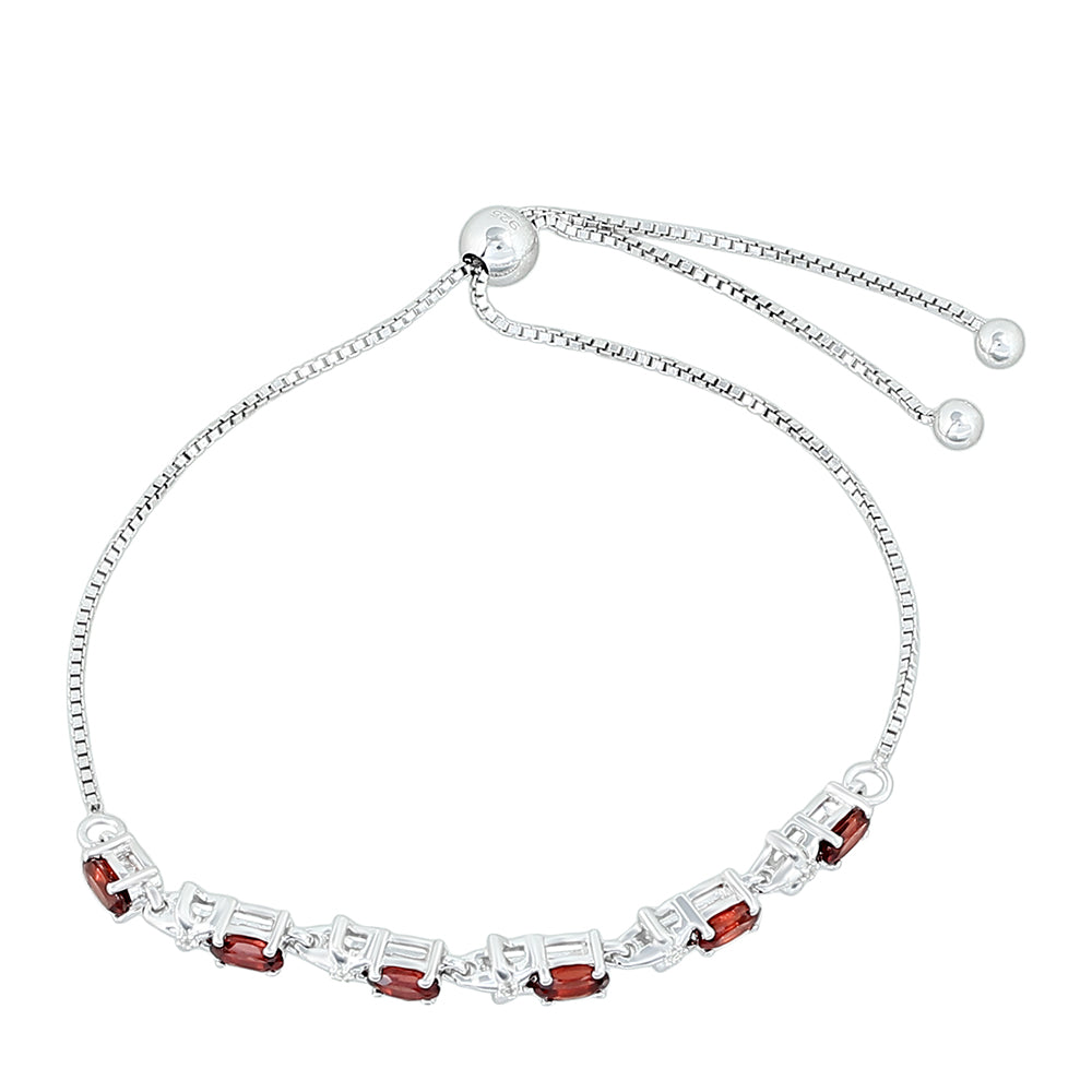 Stříbrný Náramek s Granátem a Bílým Topazem 2 