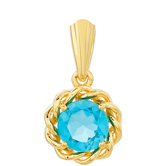 Pozlacené Stříbro 925/1000 - Přívěsek s Paraiba Křemenem - Karátové číslo: 1.53. přibližná hmotnost: 1.92 gramů