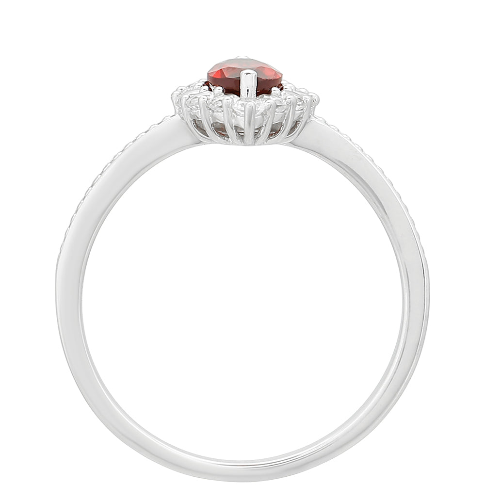 Stříbro 925/1000 - Prsten s Granátem a Bílým Topazem - Karátové číslo: 1.04. přibližná hmotnost: 2.11 gramů 4 