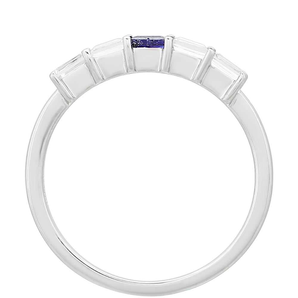 Stříbro 925/1000 - Prsten s Thajským Safírem a Bílým Topazem - Karátové číslo: 0.58. přibližná hmotnost: 1.63 gramů