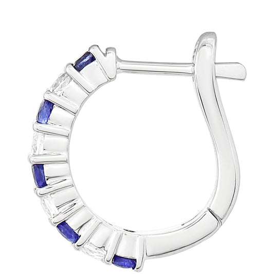 Stříbrné Náušnice s Thajským Safírem a Bílým Topazem