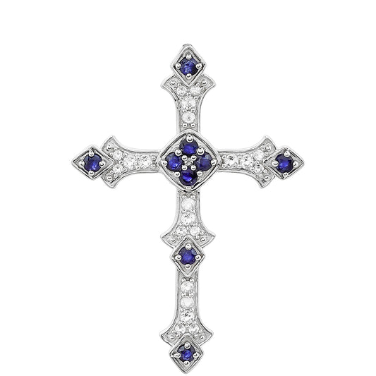 Stříbro 925/1000 - Přívěsek s Thajským Safírem a Bílým Topazem - Karátové číslo: 1.68. přibližná hmotnost: 3.91 gramů