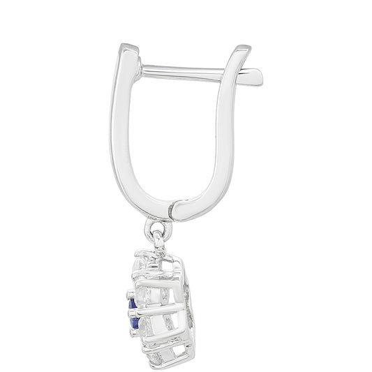 Stříbrné Náušnice s Thajským Safírem a Bílým Topazem