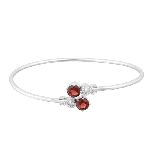 Stříbro 925/1000 Náramek s Granátem a Bílým Topazem - Karátové číslo: 2.11. přibližná hmotnost: 6.6 gramů