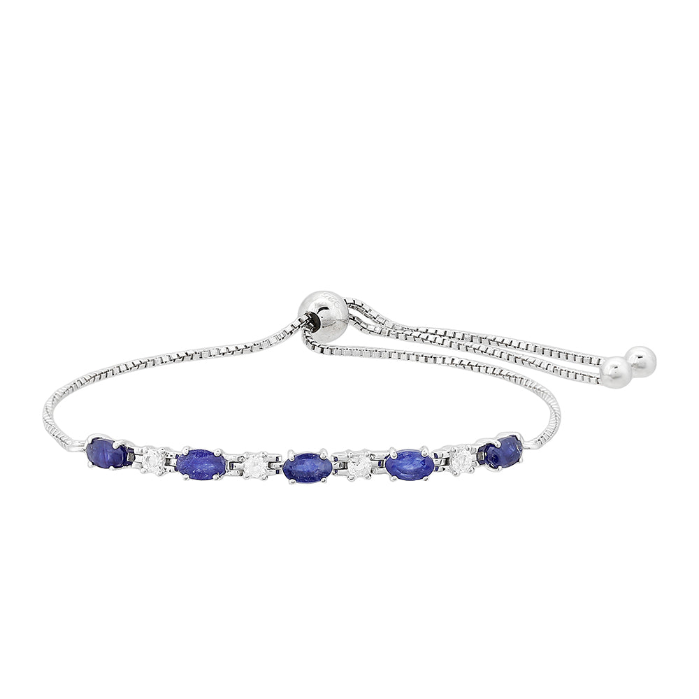 Stříbrný Náramek s Thajským Safírem a Bílým Topazem